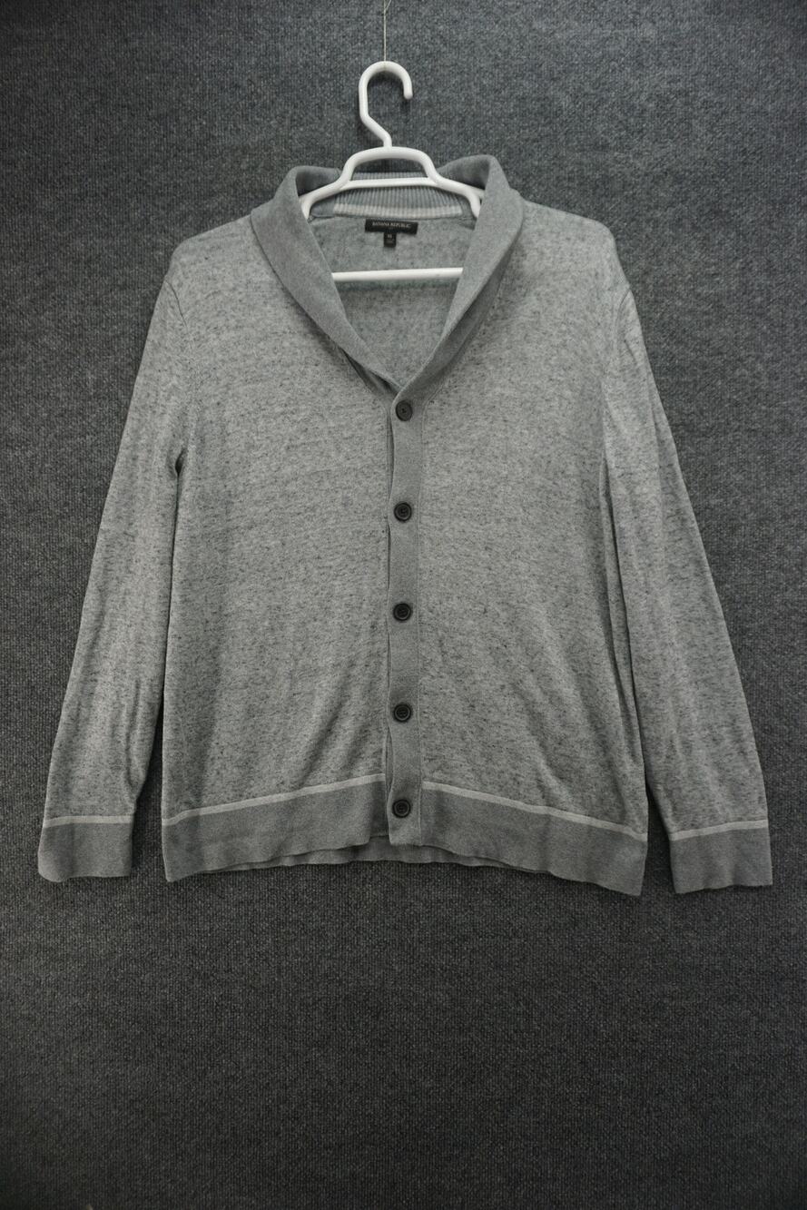 Banana Republic Cardigan Sweater Mens XL Gray Shawl Collar